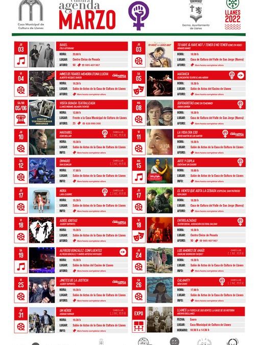 Compartimos de nuevo la agenda de marzo porque había una errata….