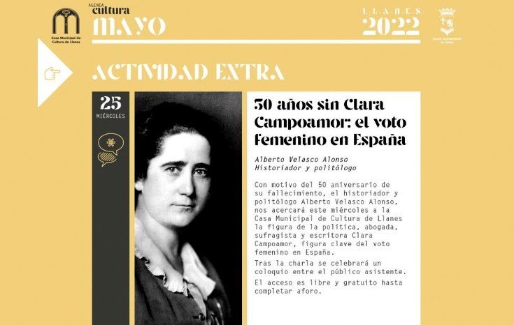 Mañana, interesante charla coloquio sobre Clara Campoamor en la Casa de Cultura….