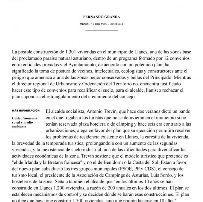 Tenemos memoria. Por ello compartimos un artículo de 1990 en el que ya se alertaba del peligro del t…