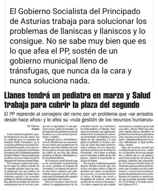 El PSOE insulta en su página la inteligencia de los llaniscos, compartiendo la publicación de su pág…