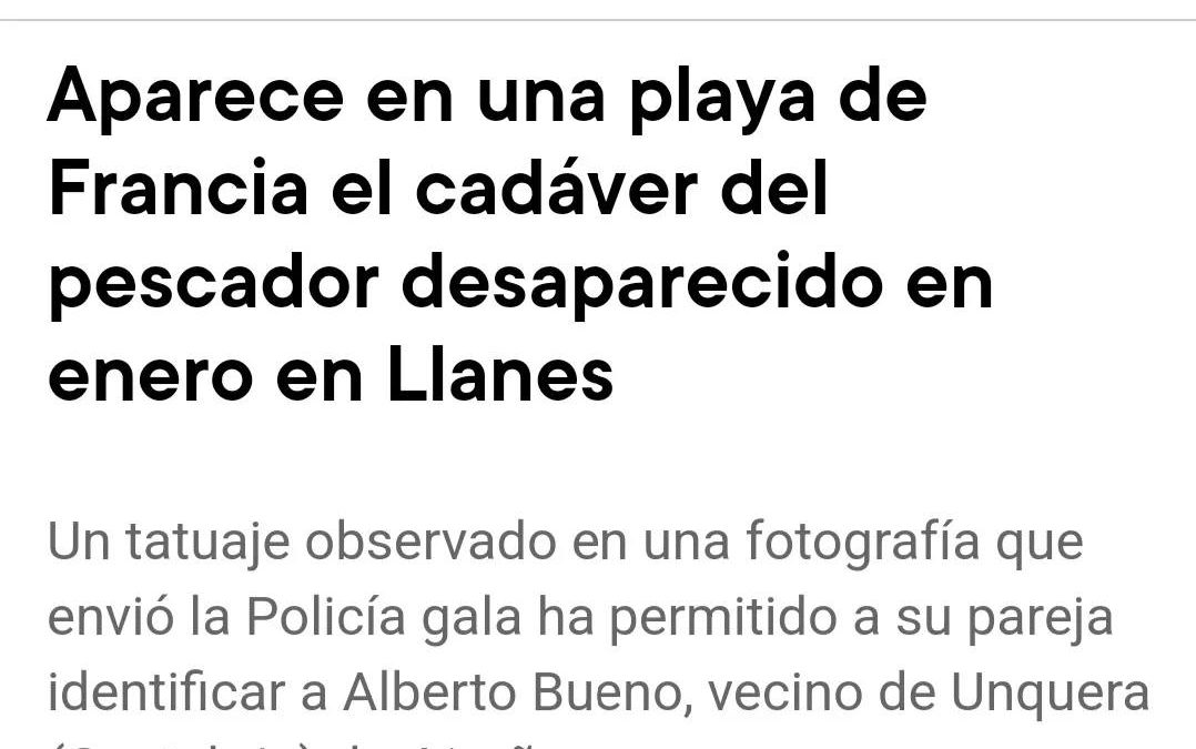 El cuerpo del pescador cántabro Alberto Bueno, desaparecido en Santiuste (Llanes…